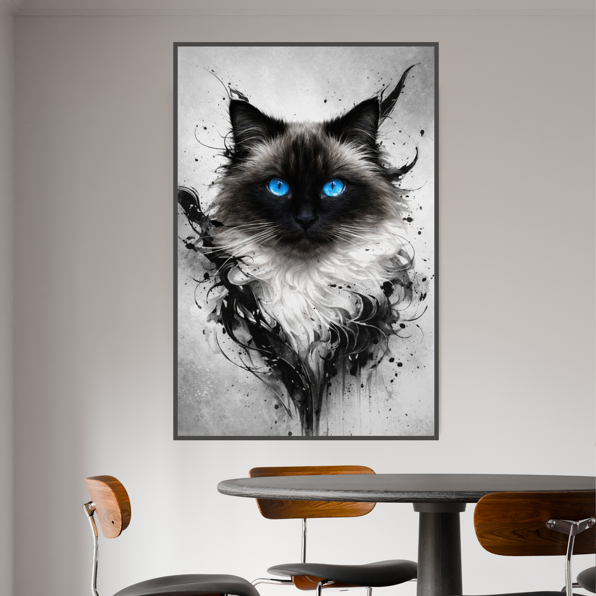 Poster Animal Personnalisé Artistique – Portrait Moderne Noir et Blanc Chien ou Chat