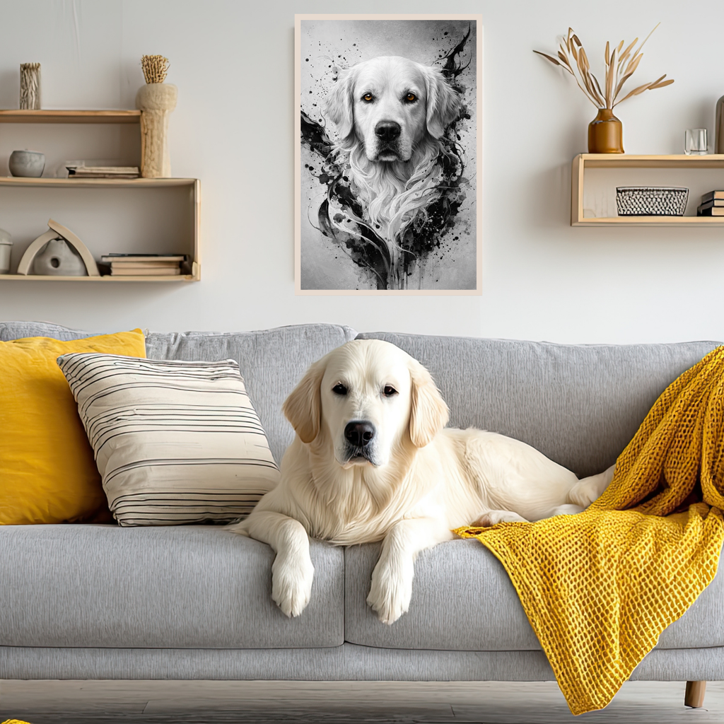 Poster Animal Personnalisé Artistique – Portrait Moderne Noir et Blanc Chien ou Chat