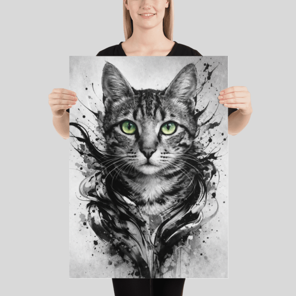 Poster Animal Personnalisé Artistique – Portrait Moderne Noir et Blanc Chien ou Chat