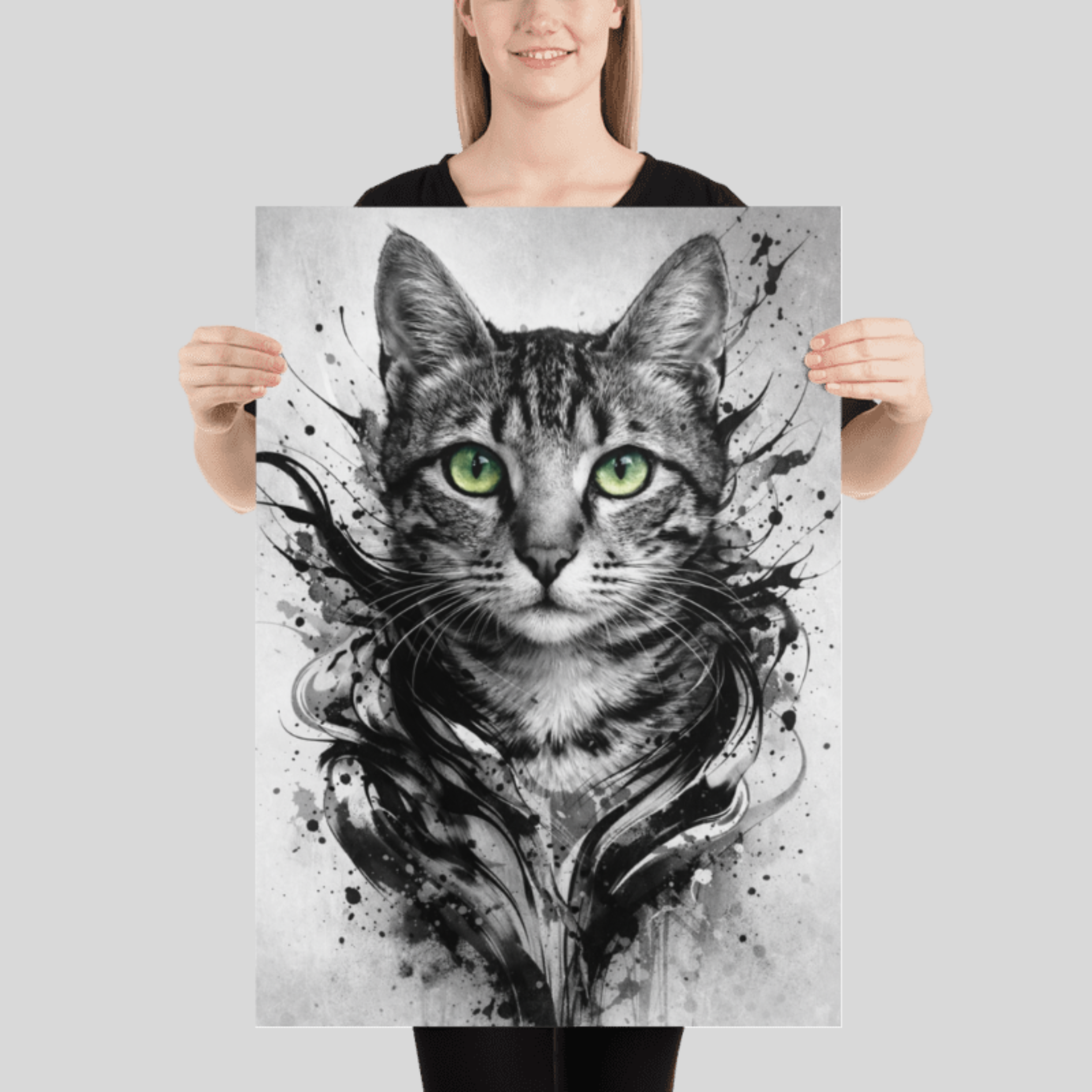 Poster Animal Personnalisé Artistique – Portrait Moderne Noir et Blanc Chien ou Chat